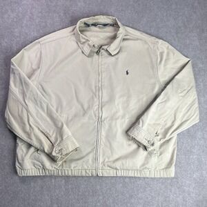 Polo Ralph Lauren Harrington Jacket Mens XXL Tan Zip Windbreaker Distressed